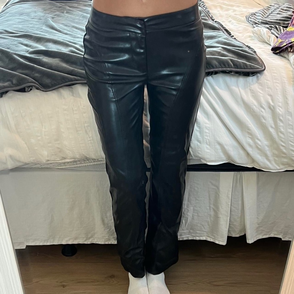 Silence + Noise NEW Black Suede Leather Trousers